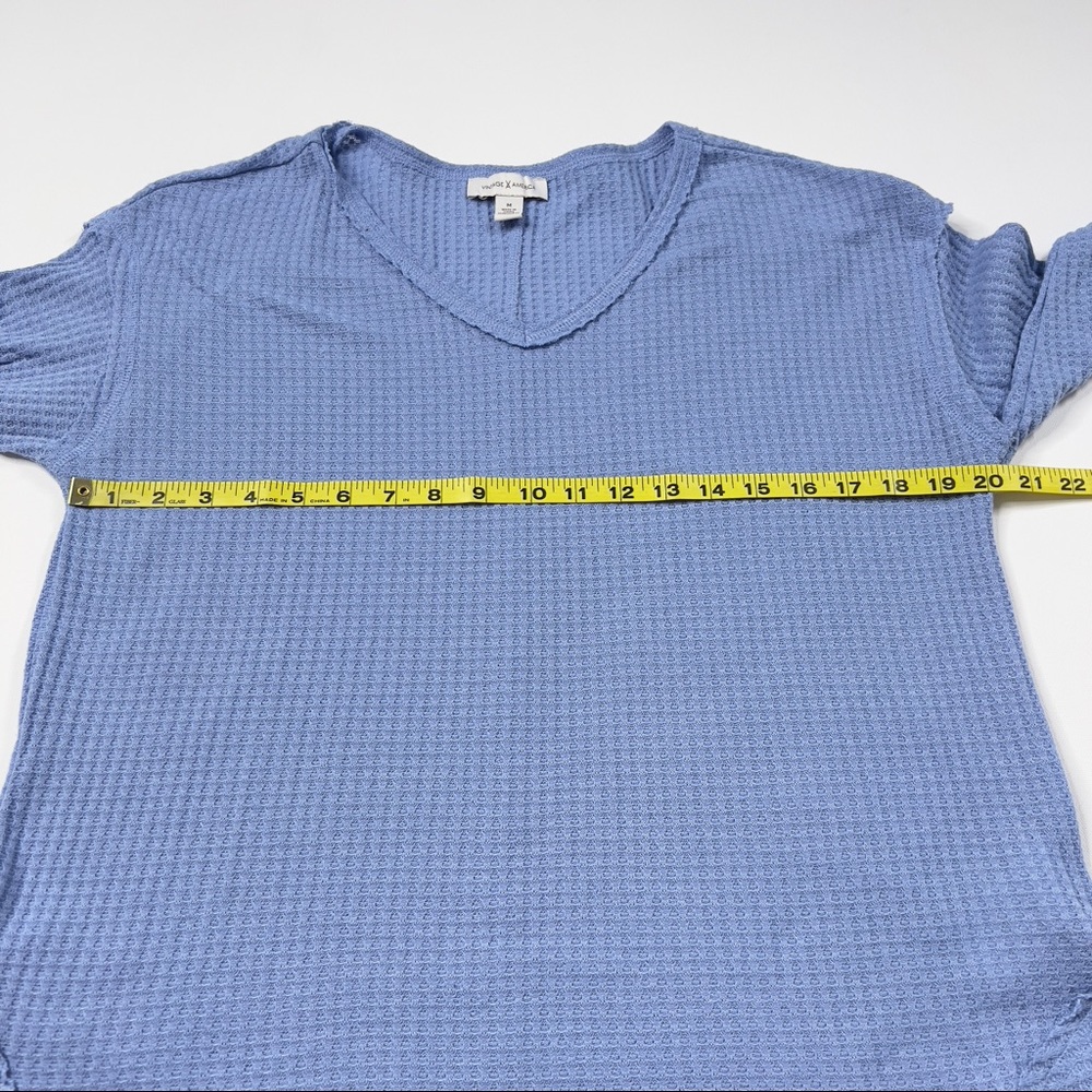 Vintage America Blue Thermal Long Sleeve Waffle Knit Top Pullover Medium - Picture 9 of 12